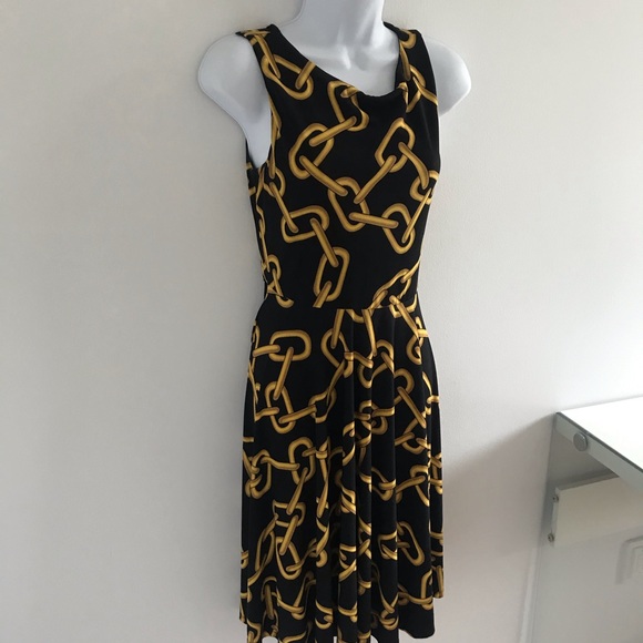 Isaac Mizrahi Gold Chain Black Fit and Flare Dress - Picture 8 of 16